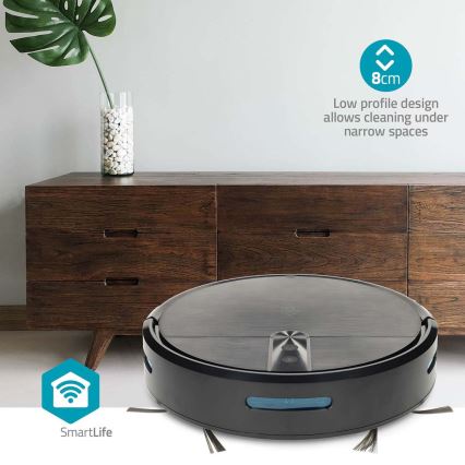 SmartLife robotdammsugare med mopp 2600 mAh, Wi‑Fi (Tuya), svart + fjärrkontroll