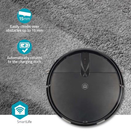 SmartLife robotdammsugare med mopp 2600 mAh, Wi‑Fi (Tuya), svart + fjärrkontroll