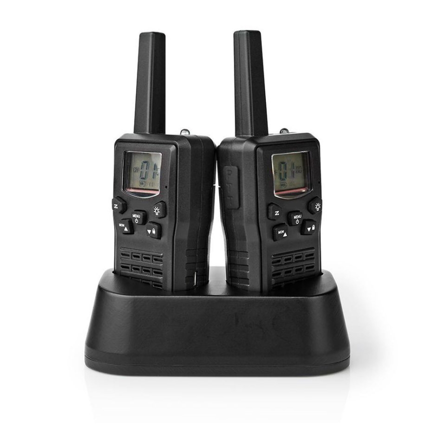 KIT 2x Uppladdningsbar walkie-talkie med LED belysning 1300 mAh räckvidd 10 km