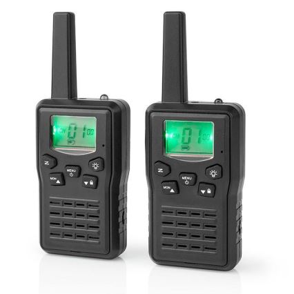 KIT 2x Uppladdningsbar walkie-talkie med LED belysning 1300 mAh räckvidd 10 km