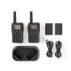 KIT 2x Uppladdningsbar walkie-talkie med LED belysning 1300 mAh räckvidd 10 km