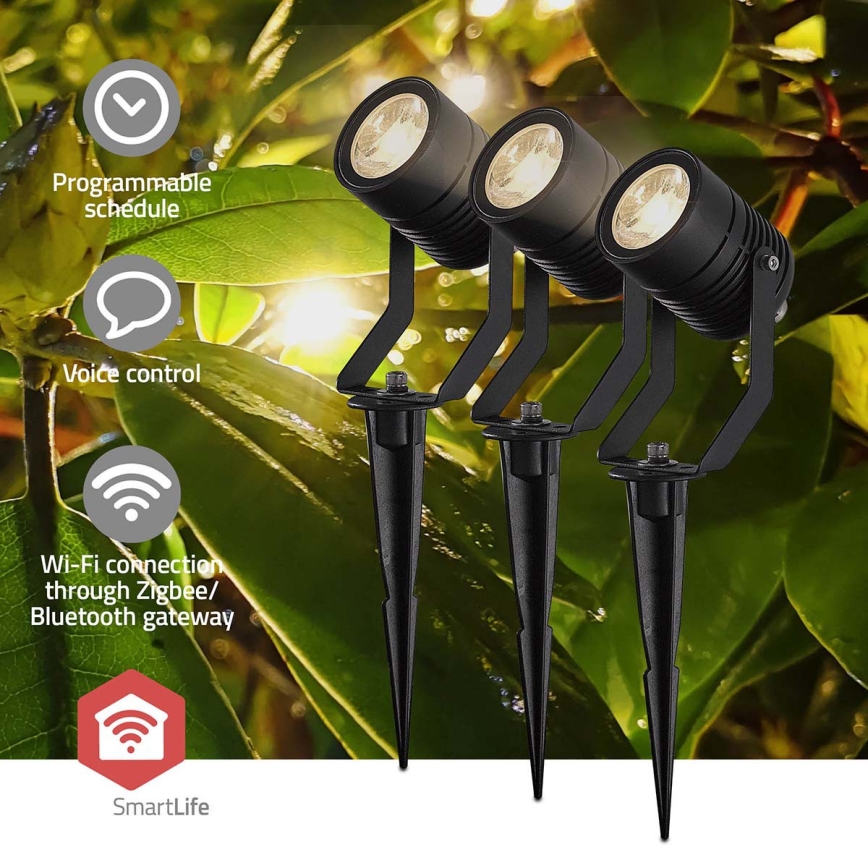 Set om 3 dimbara utomhuslampor LED RGBW SmartLife LED/3W/230V IP65 Wi-Fi Tuya svart