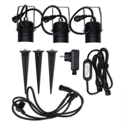 Set om 3 dimbara utomhuslampor LED RGBW SmartLife LED/3W/230V IP65 Wi-Fi Tuya svart