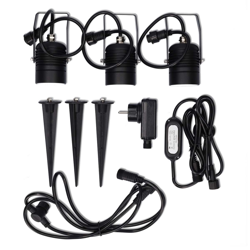 Set om 3 dimbara utomhuslampor LED RGBW SmartLife LED/3W/230V IP65 Wi-Fi Tuya svart