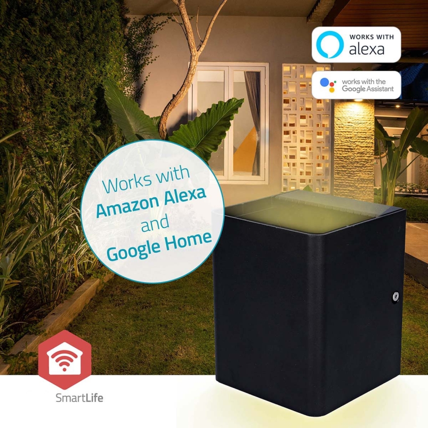 LED RGBW Dimbart utomhusväggarmatur SmartLife LED/12W/230V IP65 Wi-Fi Tuya svart