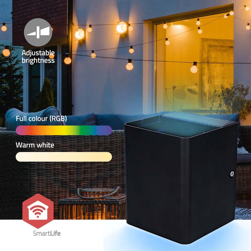 LED RGBW Dimbart utomhusväggarmatur SmartLife LED/12W/230V IP65 Wi-Fi Tuya svart