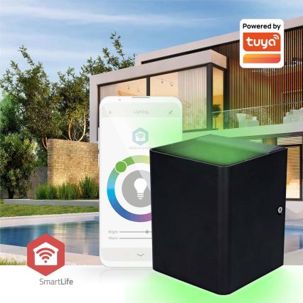 LED RGBW Dimbart utomhusväggarmatur SmartLife LED/12W/230V IP65 Wi-Fi Tuya svart