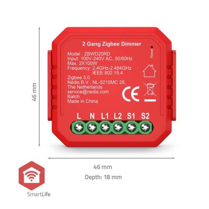 SmartLife intelligent 2-kanals dimmer 230V