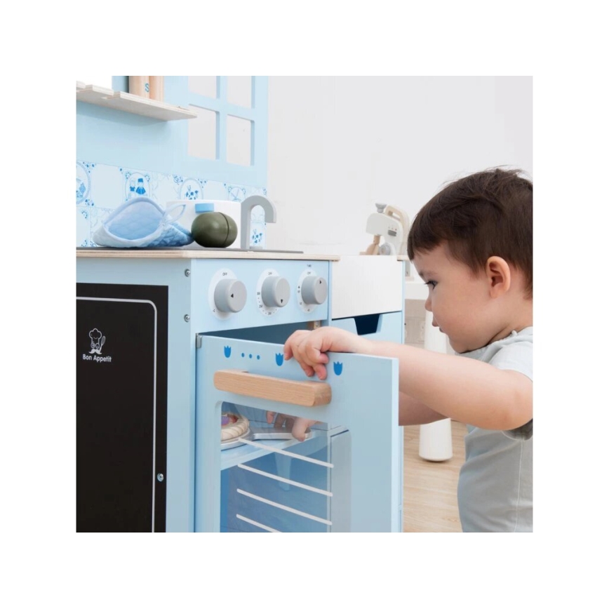 New Classic Toys - Träkök med tillbehör blå