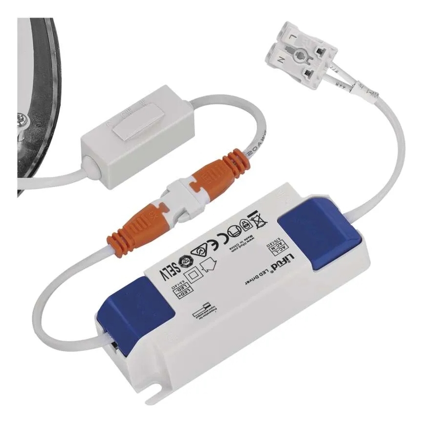 NEXXO infälld LED-armatur 7 W, 230 V, 3000/3500/4000 K, silverfärgad, Ø 12 cm