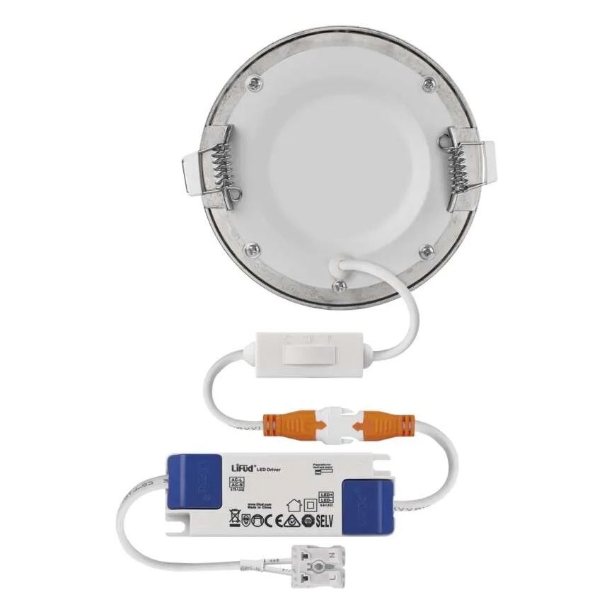 NEXXO infälld LED-armatur 7 W, 230 V, 3000/3500/4000 K, silverfärgad, Ø 12 cm