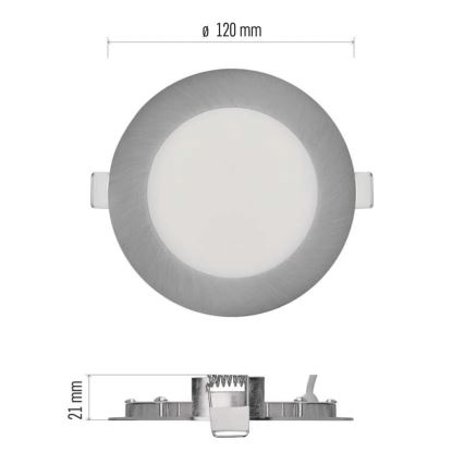 NEXXO infälld LED-armatur 7 W, 230 V, 3000/3500/4000 K, silverfärgad, Ø 12 cm