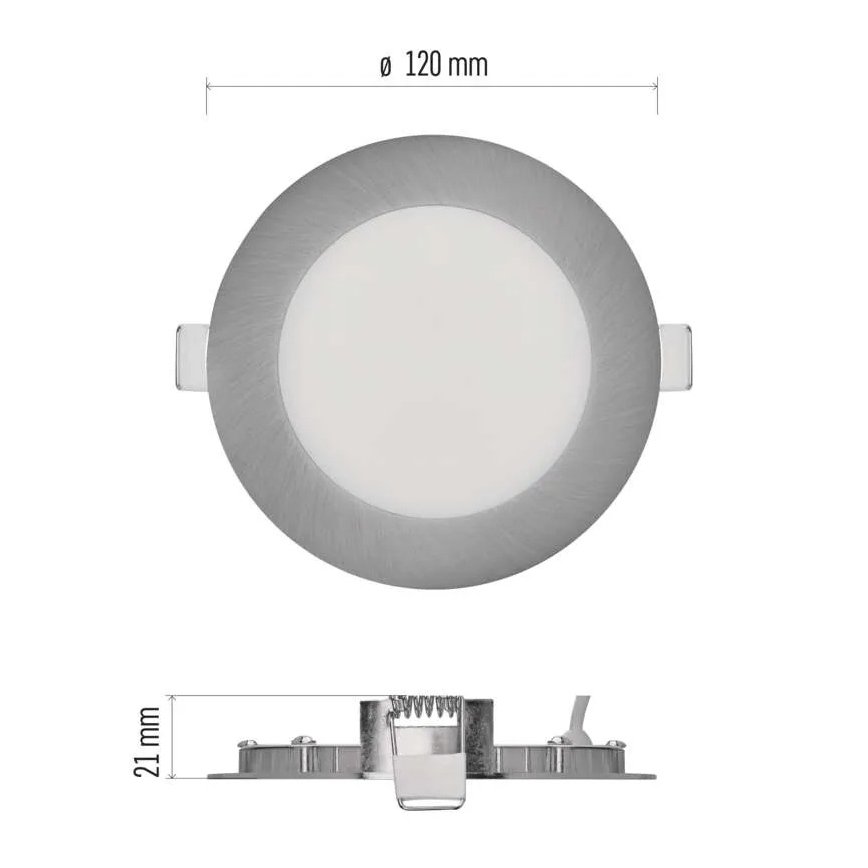 NEXXO infälld LED-armatur 7 W, 230 V, 3000/3500/4000 K, silverfärgad, Ø 12 cm