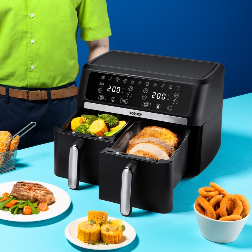 Niceboy AirFryer DUO - Dubbel varmluftsfritös 9 l 2400W/230V