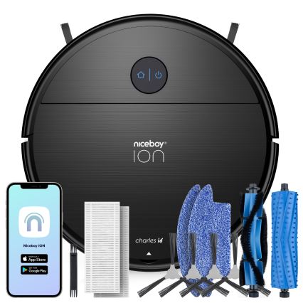 Niceboy ION Charles i6 - Smart robotdammsugare 2-i-1 2600 mAh Wi-Fi svart