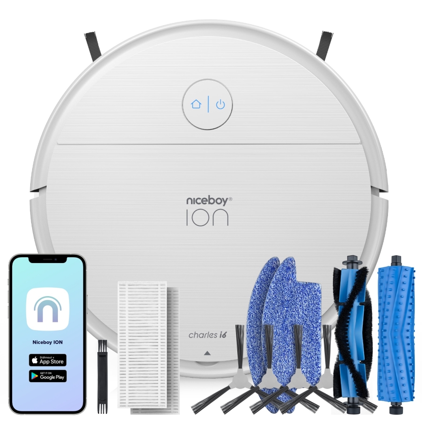 Niceboy ION Charles i6 - Smart robotdammsugare 2-i-1 2600 mAh Wi-Fi vit