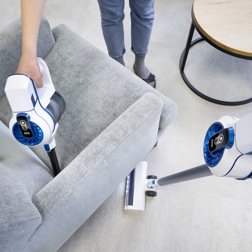 Niceboy ION Hurricane H5 - Trådlös 2-i-1 stående dammsugare 150W/2200 mAh vit/blå