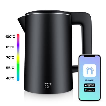 Niceboy ION SmartKettle - Smart vattenkokare med termoreglering 1,7 l 2200W/230V Wi-Fi svart