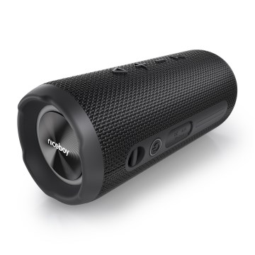 Niceboy Nexus - LED Trådlös högtalare med mikrofon 26W/4000 mAh IPX6 svart