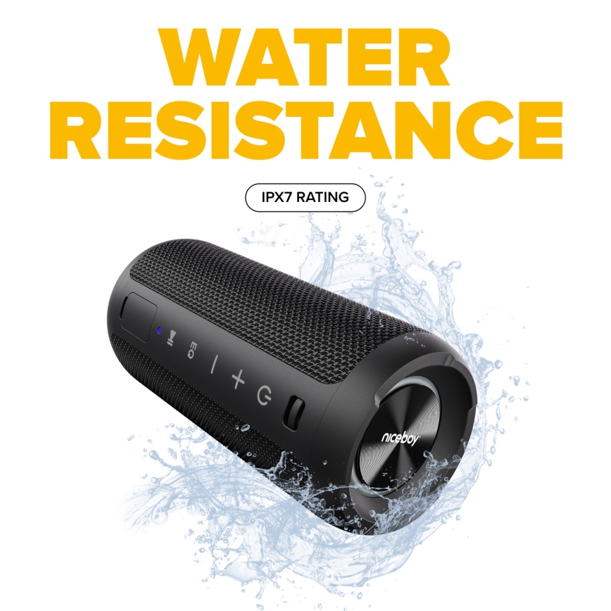 Niceboy Orion - LED Trådlös högtalare med mikrofon 24W/2200 mAh IPX7 svart