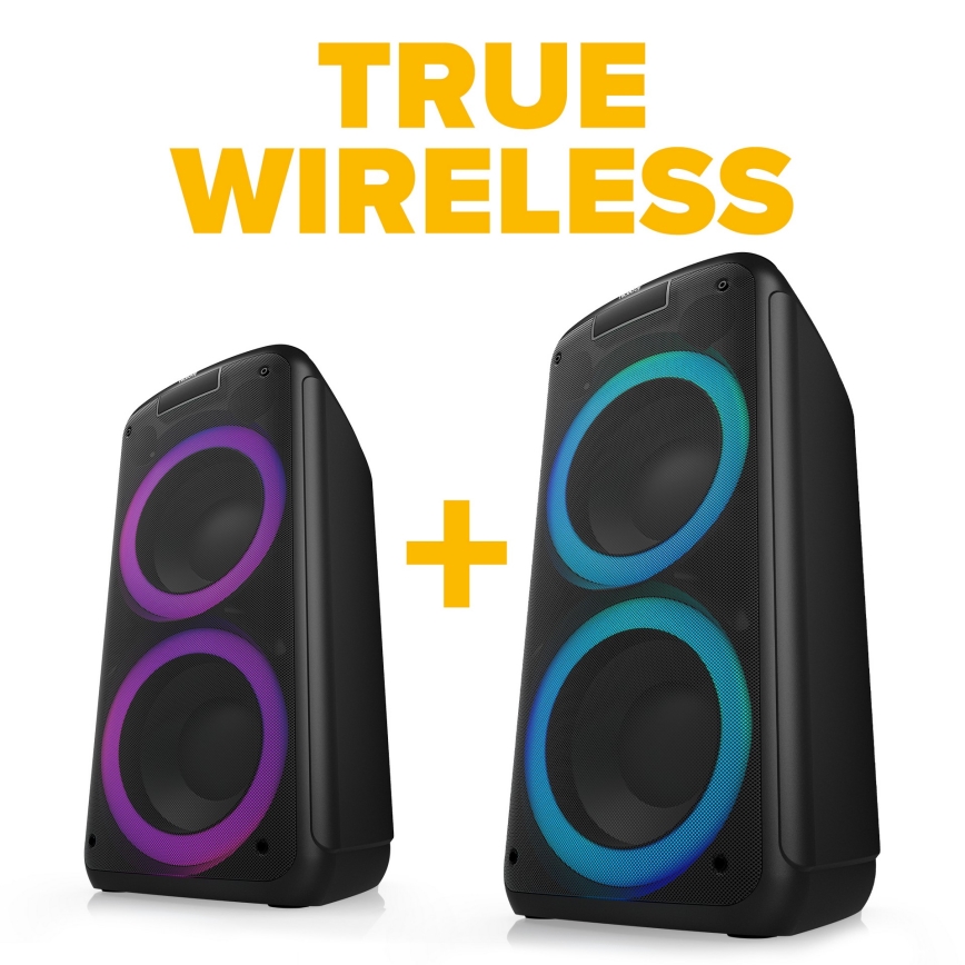 Niceboy PARTY Boss 2 - LED Trådlös högtalare med mikrofon och powerbankfunktion 200W/4500 mAh + fjärrkontroll