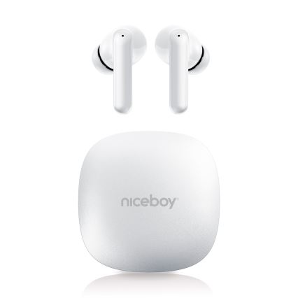 Niceboy Pins 4 PRO - Trådlösa hörlurar med ANC 380 mAh + 2x 35 mAh IP54 vit