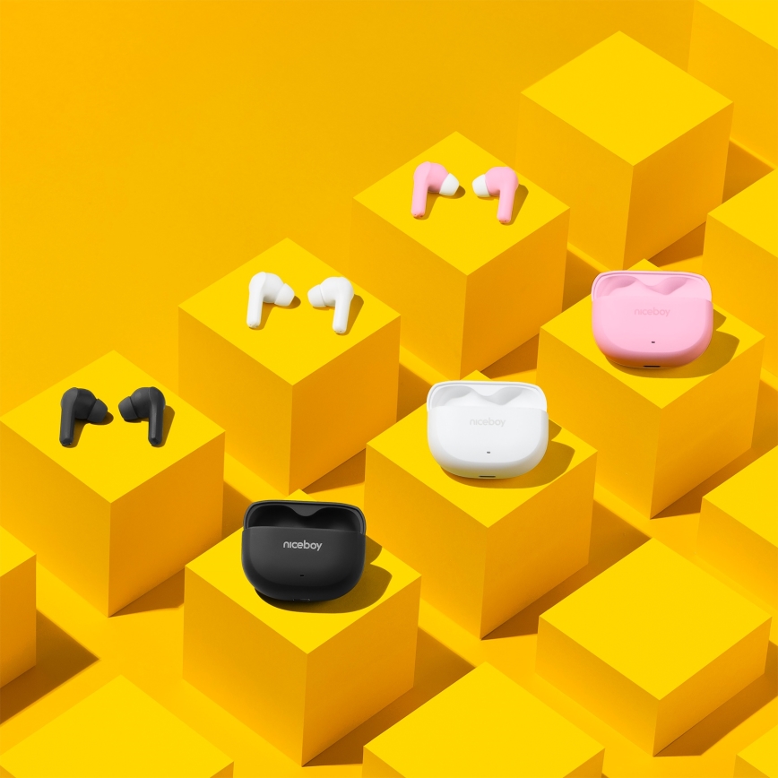 Niceboy Pins 4 - Trådlösa hörlurar med ANC 400 mAh + 2x 50 mAh IPX4 svart