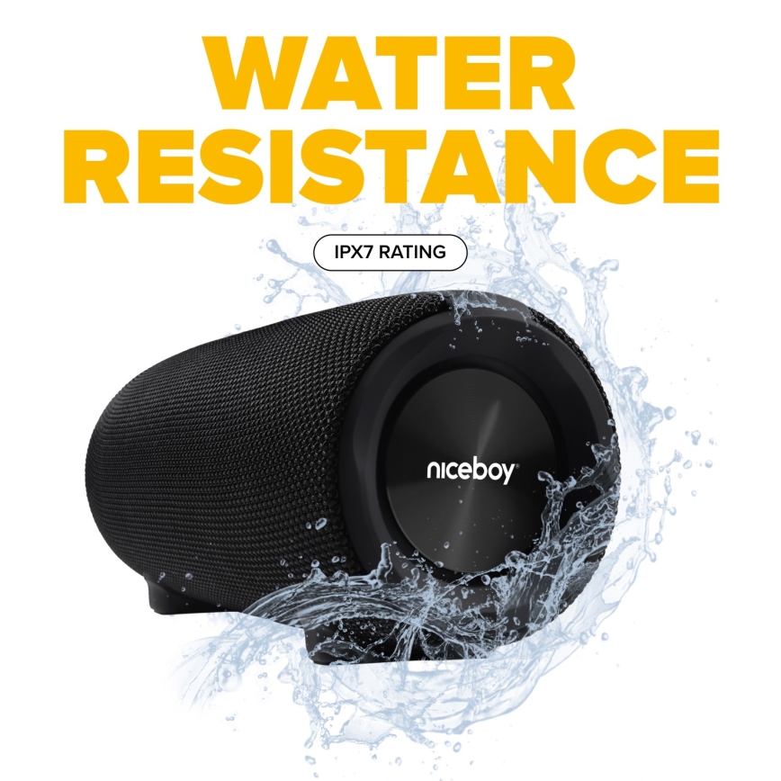 Niceboy Titan 4 - LED Trådlös högtalare Med en mikrofon och powerbank funktion 50W/4000 mAh IPX7 svart