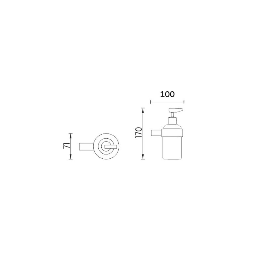NIMCO BR 11031C-26 - Tvålpump för vägg BORMO 180 mm matt glas/skinande krom