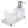 NIMCO MA 2905831C-26 - Tvålpump för vägg och tandborsthållare MAYA 320 mm matt glas/skinande krom