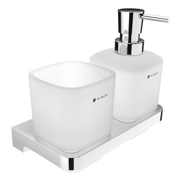 NIMCO MA 2905831C-26 - Tvålpump för vägg och tandborsthållare MAYA 320 mm matt glas/skinande krom