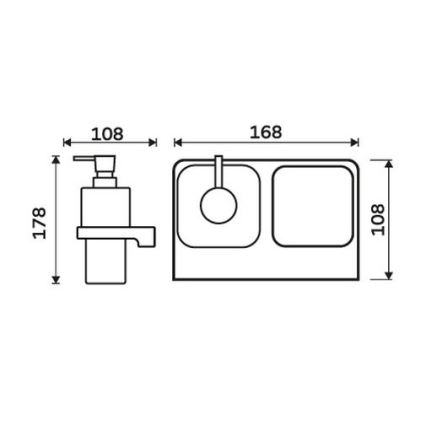 NIMCO MA 2905831H-26 - Tvålpump för vägg och tandborsthållare MAYA 290 mm matt glas/skinande krom