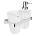 NIMCO MA 2905831H-26 - Tvålpump för vägg och tandborsthållare MAYA 290 mm matt glas/skinande krom