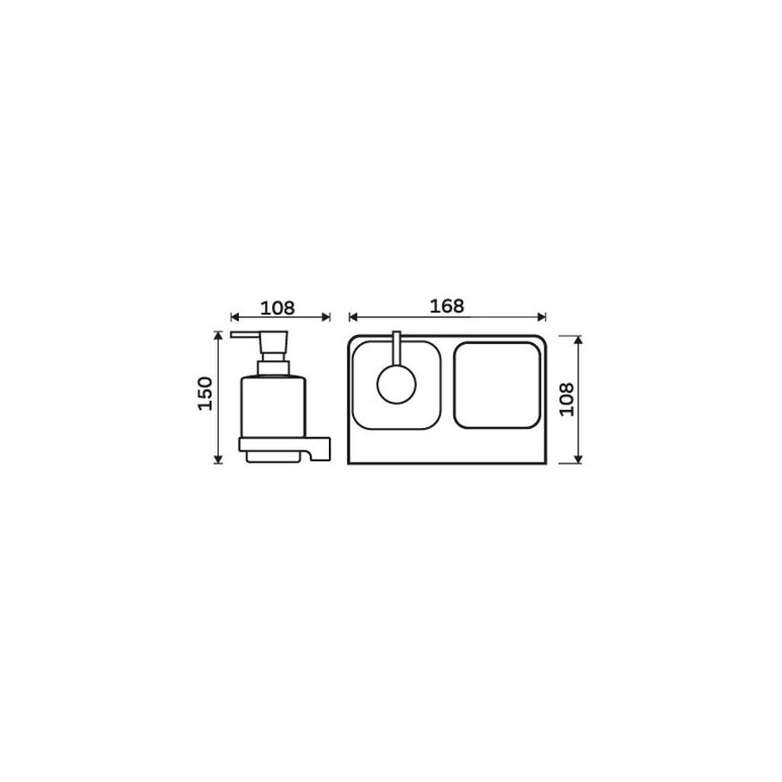NIMCO MA 2905831K-T-26 - Tvålpump för vägg och tandborsthållare MAYA 320 mm vit/skinande krom