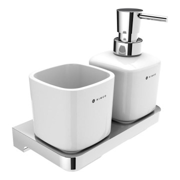 NIMCO MA 2905831K-T-26 - Tvålpump för vägg och tandborsthållare MAYA 320 mm vit/skinande krom