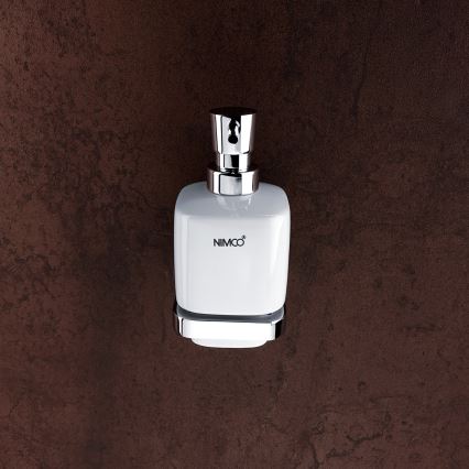 NIMCO MA kit-31K-26 - Väggmonterad tvålautomat, tandborsthållare och väggkrok MAYA 320 mm vit/skinande krom