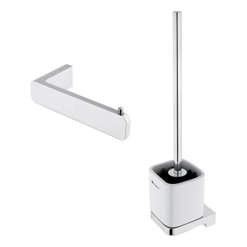 NIMCO MA kit-94KN-26 - Toaletborste med vägghängare och toalettpappershållare MAYA skinande krom