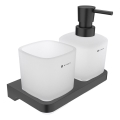 NIMCO MAC 2905831C-T-90 - Tvålpump för vägg och tandborsthållare MAYA 320 mm matt glas/matt svart