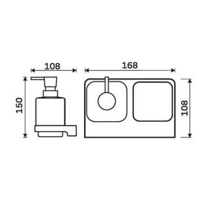 NIMCO MAC 2905831K-T-90 - Tvålpump för vägg och tandborsthållare MAYA 320 mm vit/matt svart