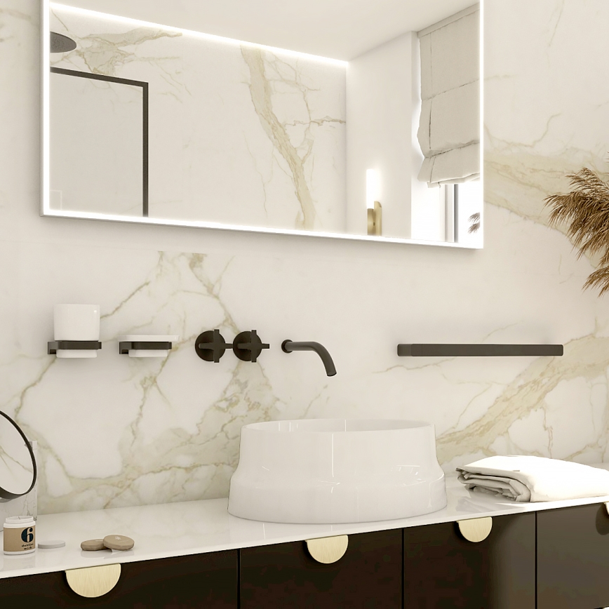 NIMCO MAC kit-31K-T-90 - Väggmonterad tvålautomat, tandborsthållare och väggkrok MAYA 320 mm vit/matt svart