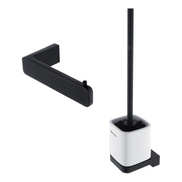 NIMCO MAC kit-94KN-90 - Toaletborste med vägghängare och toalettpappershållare MAYA vit/matt svart