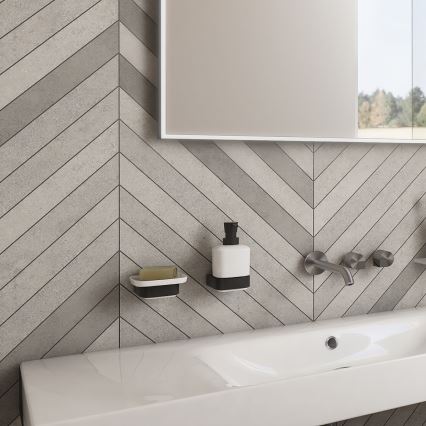 NIMCO NKC kit-31K-T-90 - Väggmonterad tvålautomat, tandborsthållare och väggkrok NIKAU 320 mm vit/matt svart