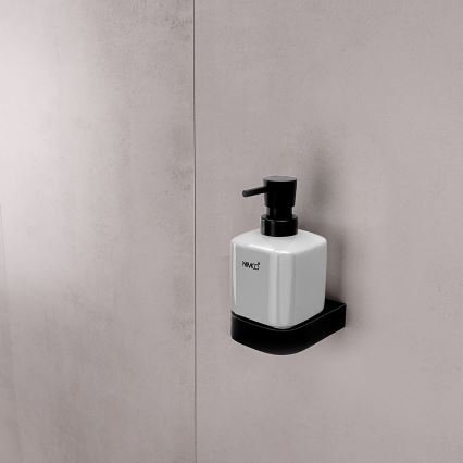 NIMCO NKC kit-31K-T-90 - Väggmonterad tvålautomat, tandborsthållare och väggkrok NIKAU 320 mm vit/matt svart