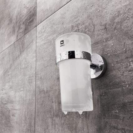 NIMCO UN kit-31W-26 - Väggmonterad tvålautomat, tandborsthållare och väggkrok UNIX 250 mm matt glas/skinande krom