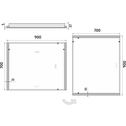 NIMCO ZP 11019 - LED-bakgrundsbelyst badrumsspegel LED/21W/230V 6500K 70x90 cm IP44