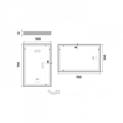 NIMCO ZP 13001VX - LED-dimbar badrumsspegel med bakgrundsbelysning LED/35W/230V 3000-6500K 70x50 cm IP44