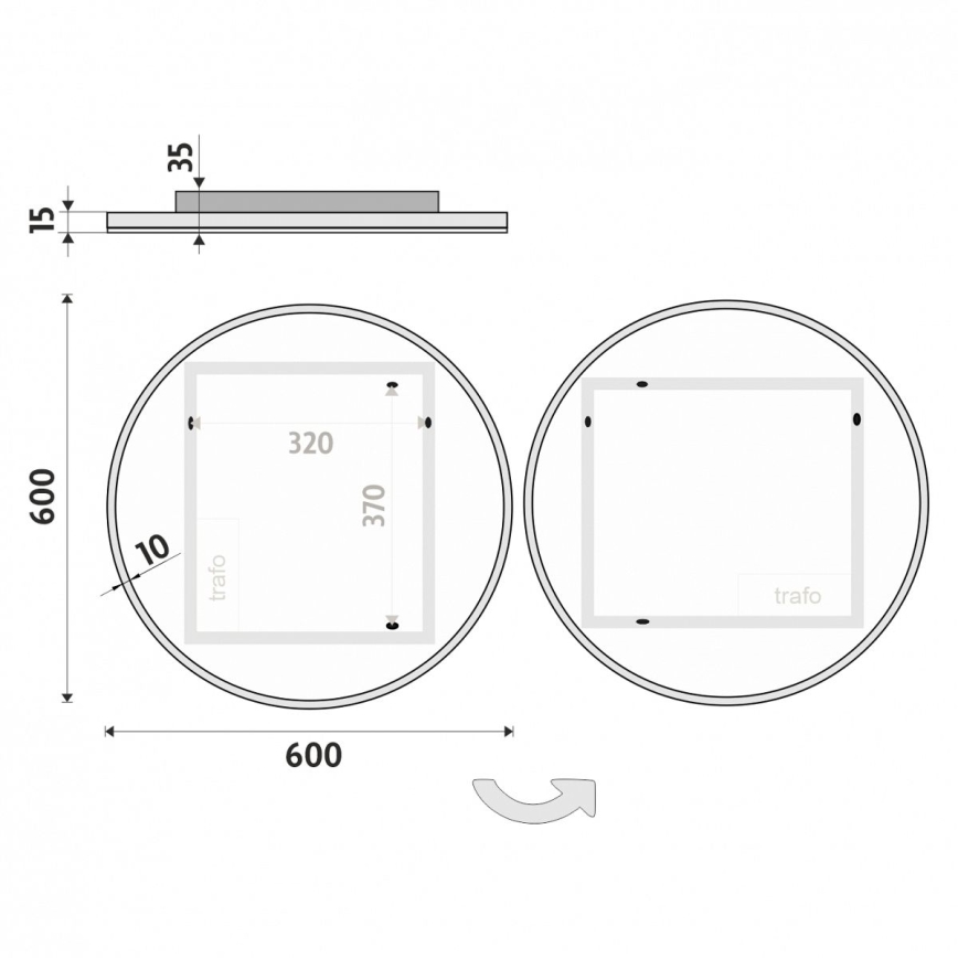 NIMCO ZP 26000R - LED-bakbelyst badrumsspegel LED/26W/230V 6500K Ø 60 cm IP44
