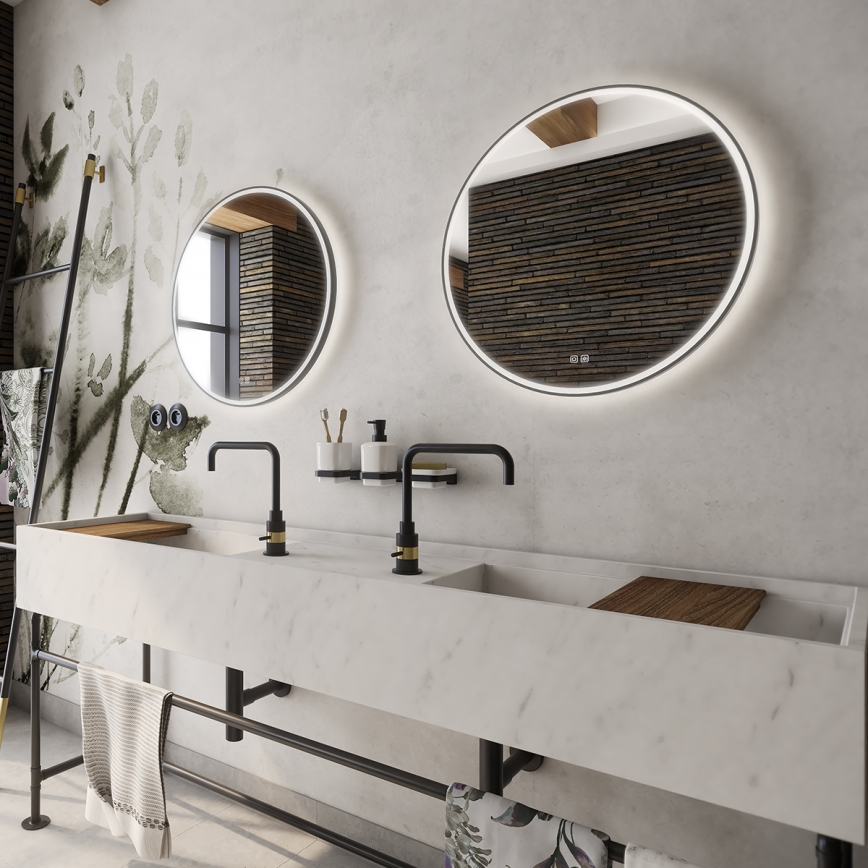 NIMCO ZPC 28001RVX-90 - LED-dimbar bakgrundsbelyst badrumsspegel LED/33W/230V 3000-6500K Ø 70 cm matt svart IP44