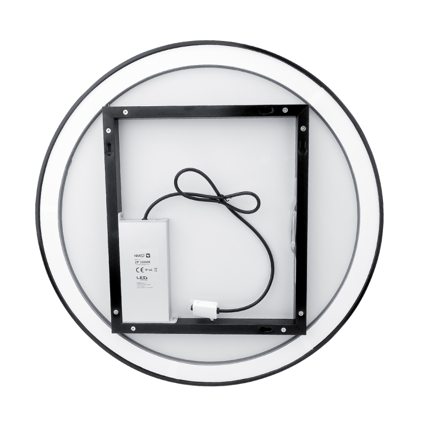 NIMCO ZPC 28001RVX-90 - LED-dimbar bakgrundsbelyst badrumsspegel LED/33W/230V 3000-6500K Ø 70 cm matt svart IP44