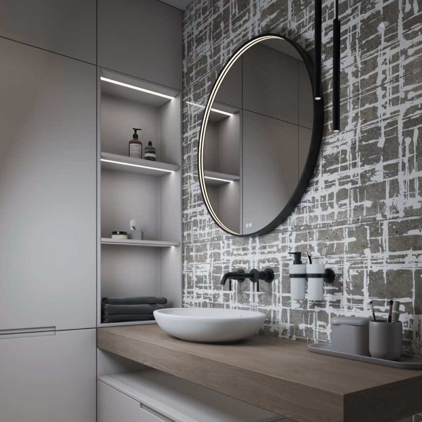 NIMCO ZPC 31000RVX-90 - Dimmbar, bakgrundsbelyst badrumsspegel LED/20W/230V 3000-6500K Ø 60 cm matt svart IP44